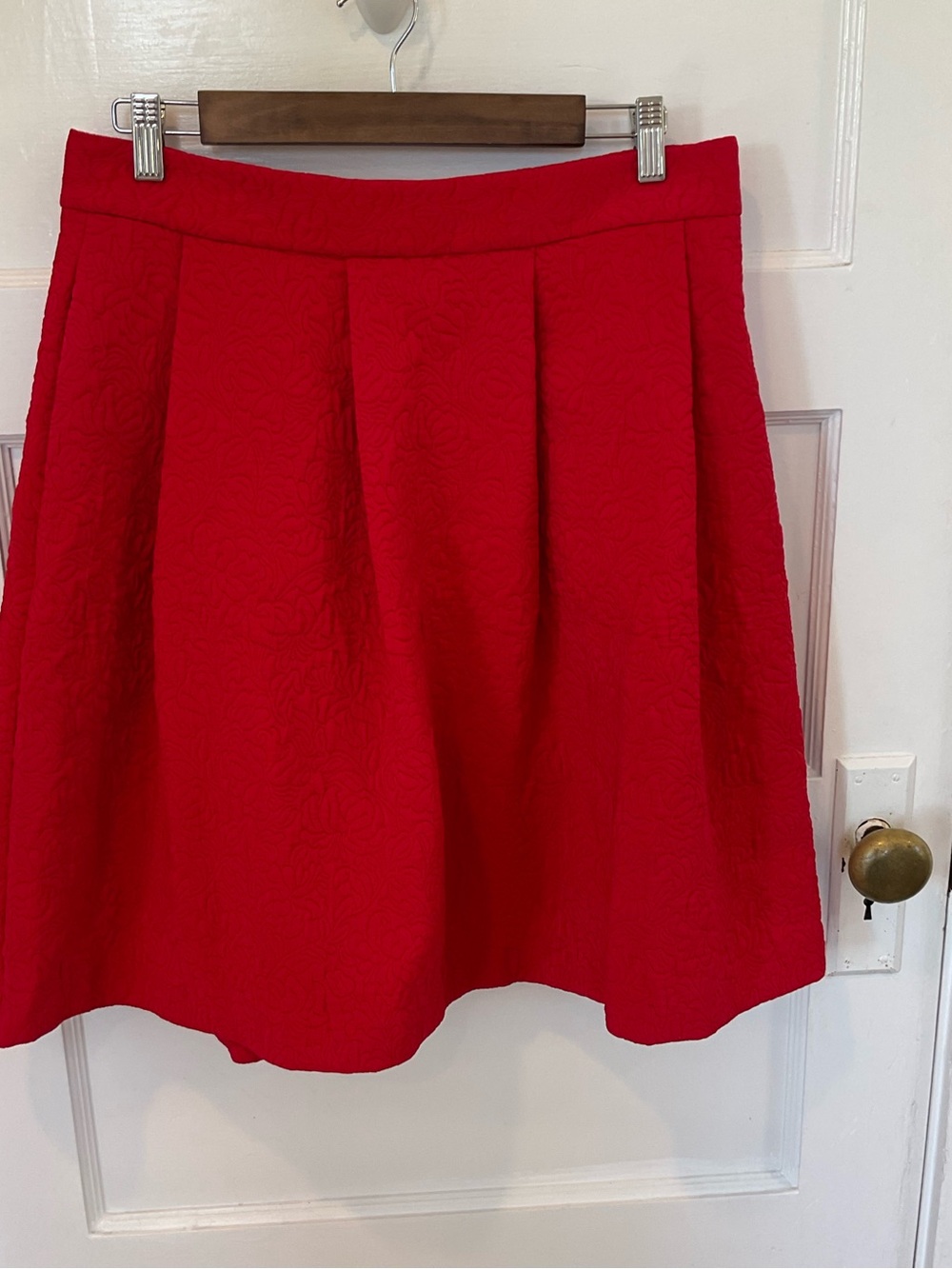 Ann Taylor Red Circle Skirt with Subtle Texture